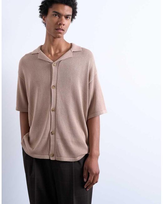 Topman Natural Relaxed Button Through Shirt for men