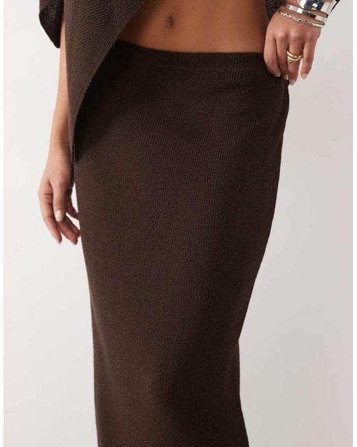 Missy Empire Brown Ribbed Knit Maxi Skirt Co-Ord