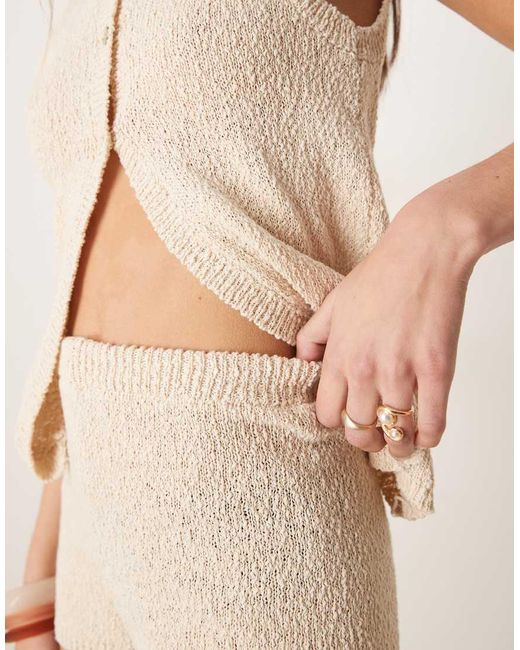 ASOS Natural Boucle Knit Mirco Short Co-Ord