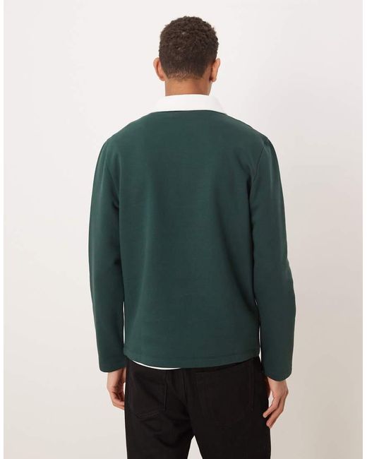 ASOS Green Polo Sweashirt With Contrast Collar for men
