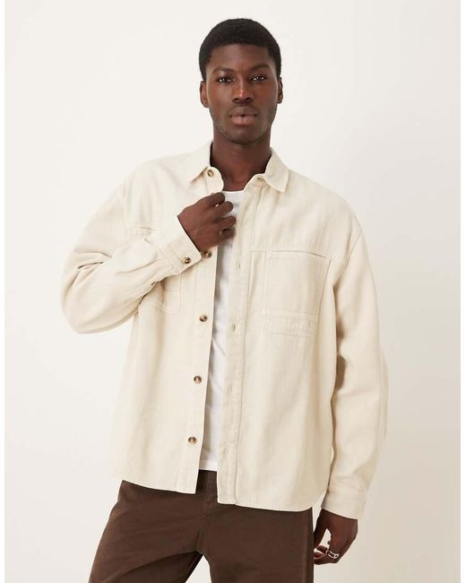 ASOS Natural Oversized Twill Overshirt for men