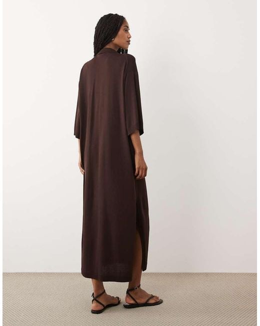 ARKET Brown Open Knit Polo Shirt Dress