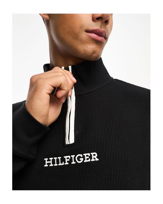 Tommy Hilfiger Black Half Zip Lounge Sweatshirt for men