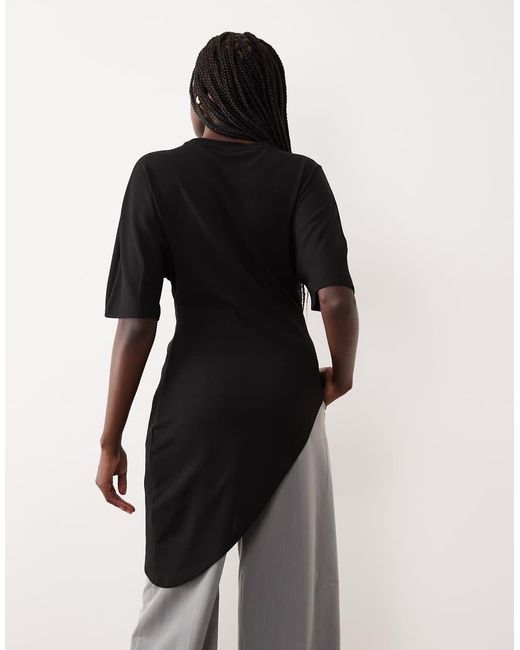 Gina Tricot Black Short Sleeve Asymmetric Top
