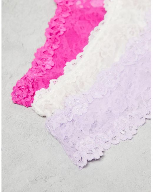 Cotton On Pink Cotton on – 3er-pack elastische spitzen-tangas