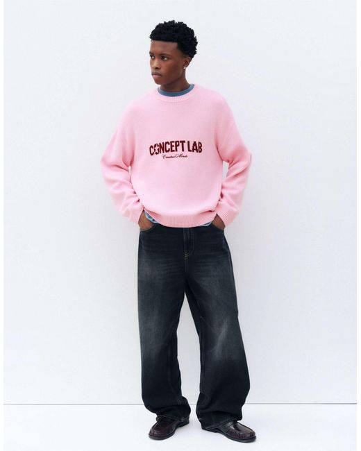 Stwd pull graphique poudré Pull&Bear pour homme en coloris Pink