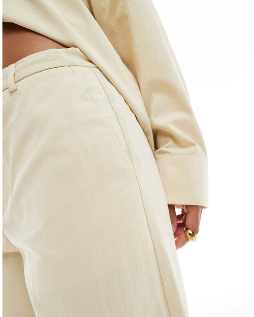 Pull&Bear Broek Met Wijde Pijpen En Gestrikte Taille in het White
