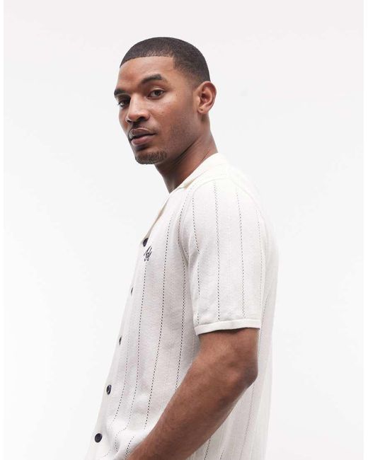 Alma de Ace White Tao Knitted Shirt for men