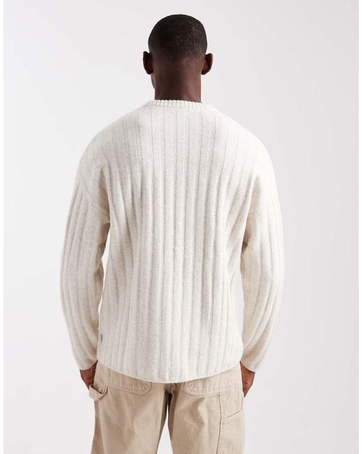 Jack & Jones White Oversize Thick Rib Jumper for men