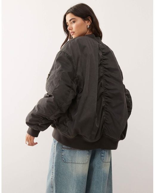 Weekday Black Oversized Padded Bomber Jacket