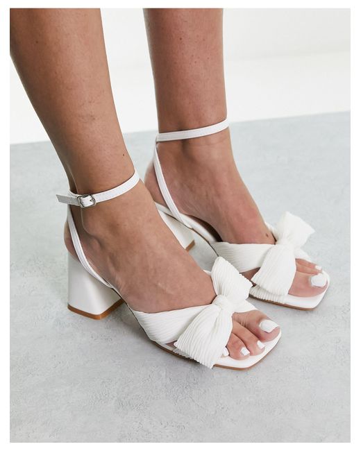 Glamorous Mid Heel Sandals With Bow in White | Lyst Canada