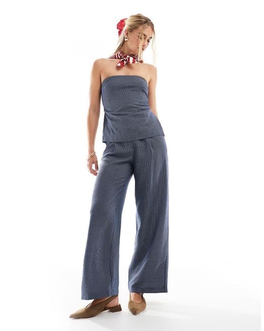 New Look Blue Co-ord Stripe Bandeau Waistcoat