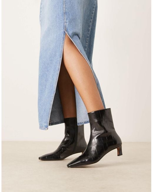 ASOS Gray Riley Mid-heel Ankle Boots