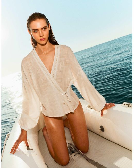 Pull&Bear Blue – wickelhemd