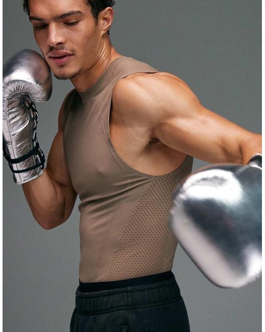 4505 Gray Seamless Physique Defining Muscle Fit Compression Base Layer Singlet for men