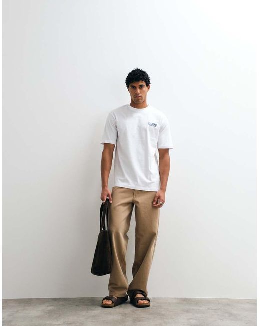Only & Sons White Relaxed Fit T-shirt With Amalfi Back Print for men