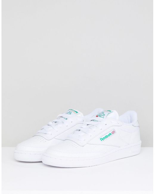 reebok club c 85 white on white leather trainers