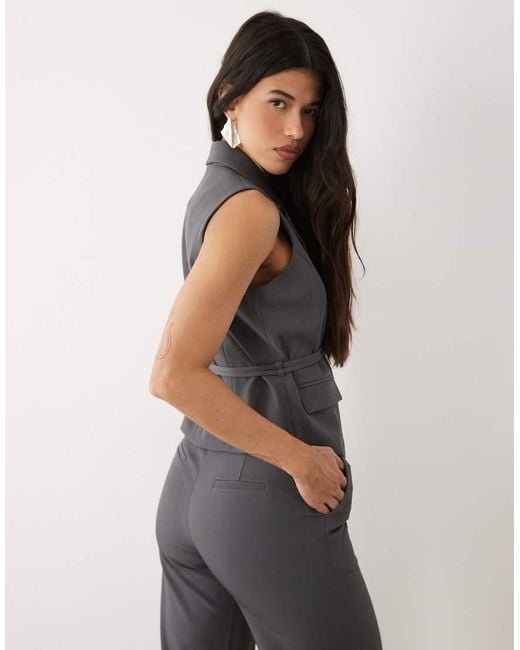 Kaiia Gray Exclusive 90S Wrap Detail Cinched Waistcoat Co-Ord