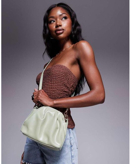 ASOS Green Hammered Metal Top Handle Grab Bag