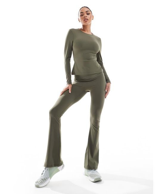 South Beach Green Flared High Waist Legging