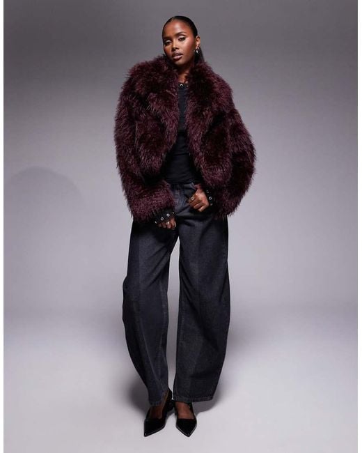 River Island Brown shaggy Effect Faux Fur Coat