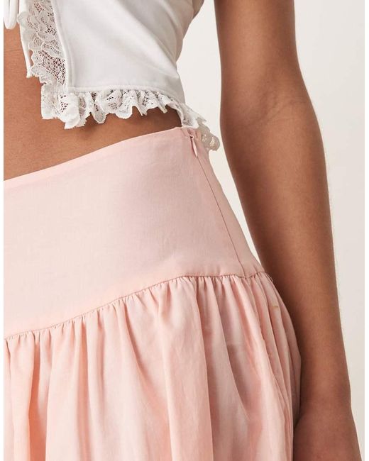 Falda Midi Rosa Lavado De Corte Voluminoso Con Cintura Baja De ASOS de color Pink
