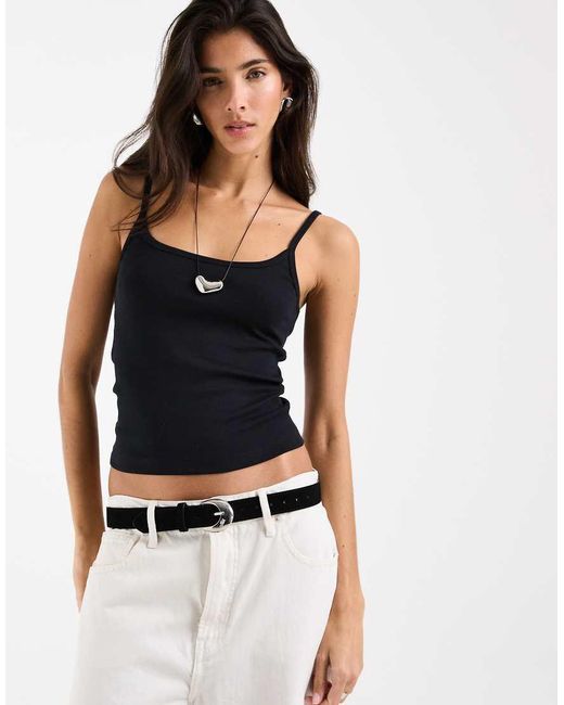 ASOS Black Scoop Neck Cami With Elastic Straps