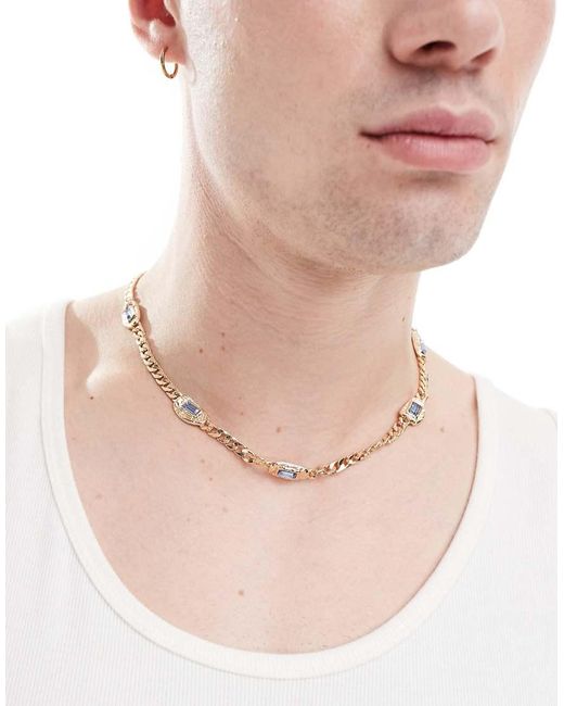 ASOS Ketting Met Juwelenhangers in het Natural voor heren