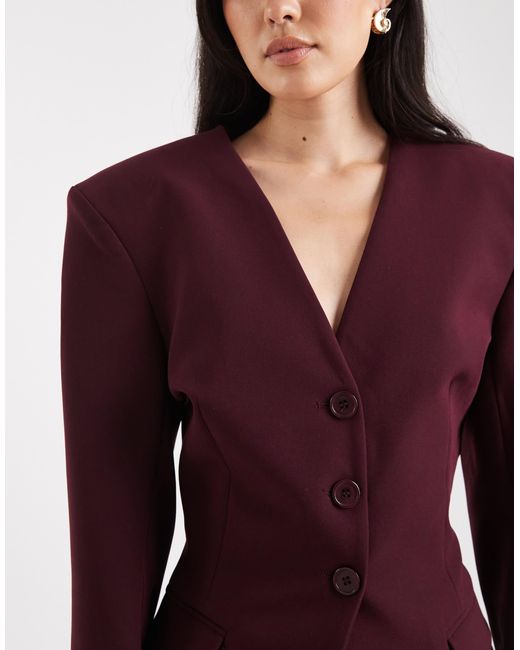 ASOS Red Cinch Collarless 3 Button Blazer