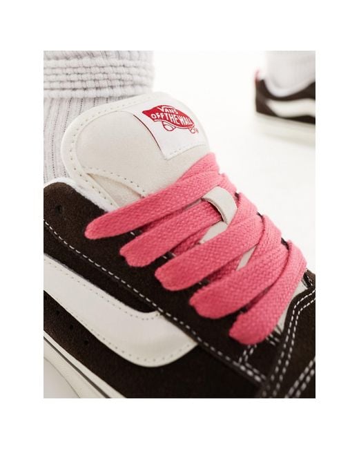 Vans White Knu Skool Sneakers With Pink Laces