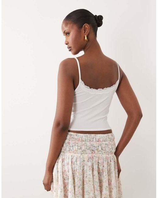 ASOS White Slinky Lace Trim Cami Top