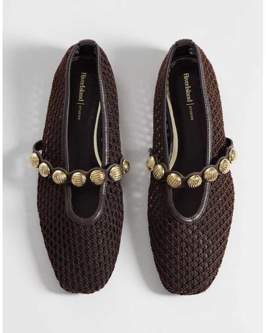 River Island White Crochet Ballet Flats With Detail