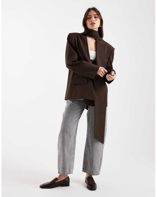 ASOS Brown Oversized Scarf Blazer
