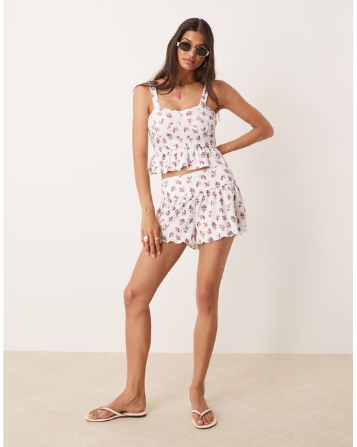 ASOS Multicolor Textured Milkmaid Cami Corset Top With Frill Hem