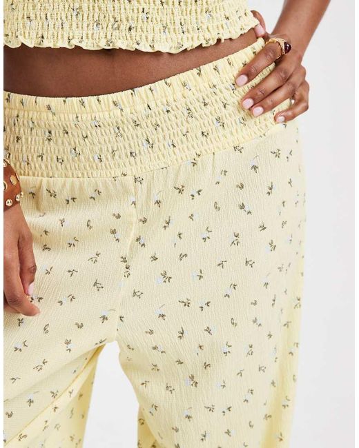 Pieces White Smock Waist Ditsy Floral Pants