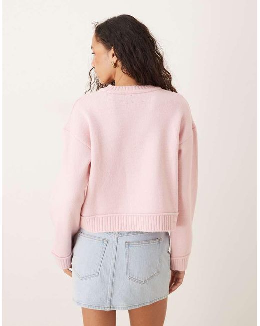 Jersey Extragrande Con Bordes Anchos De Canalé De Punto De ASOS de color Pink