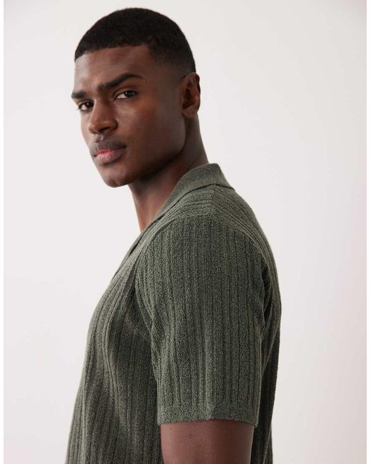 ASOS Green Relaxed Knitted Button Through Co-ord for men
