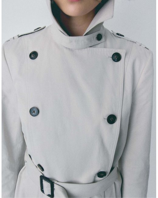 Stradivarius Gray – kurzer basic-trenchcoat