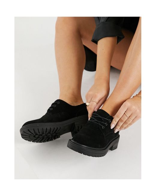 TOPSHOP Suede Lace Up Shoes in Black Lyst UK