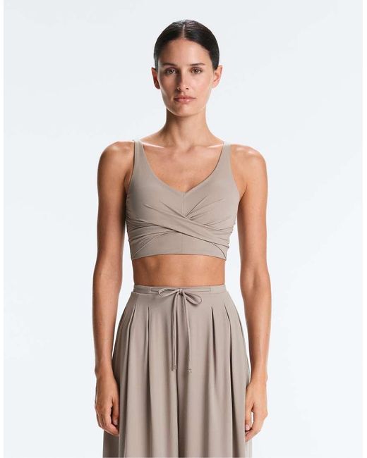 Oysho White Light Touch Crossover Tank Top