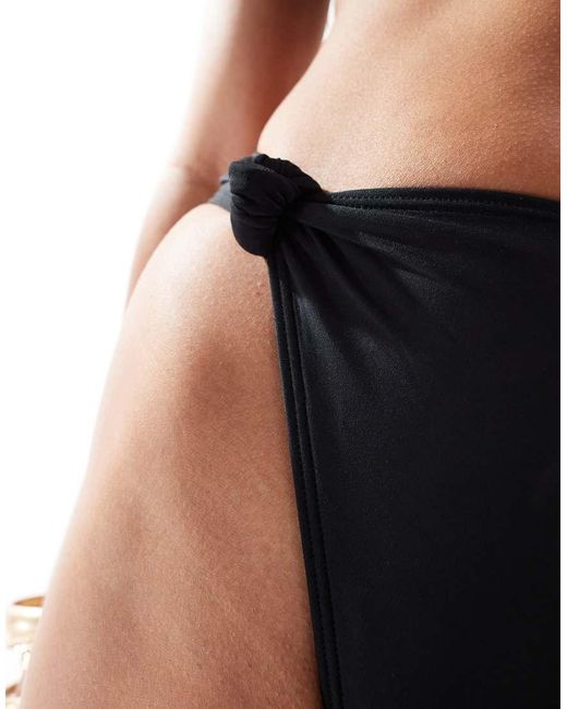 South Beach Black Essentials Knot Front Bikini Bottom
