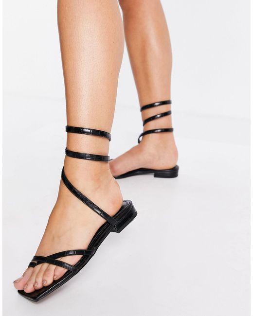 wrap around ankle flat sandals