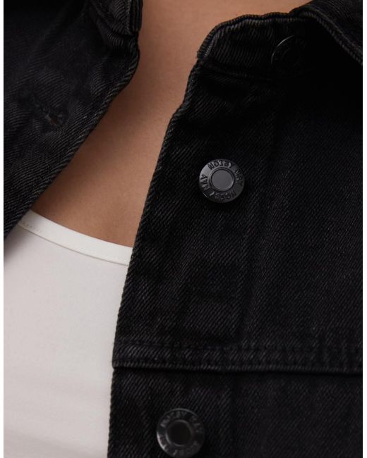 Noisy May Black Boxy Fit Denim Jacket