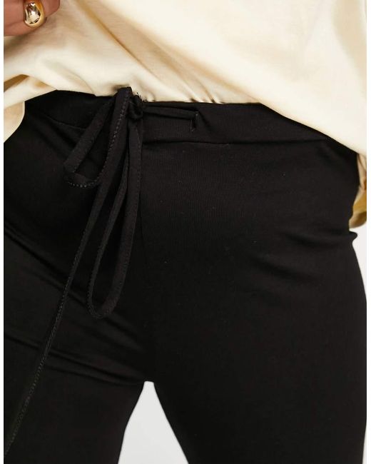Yours Black Wide Leg Trouser With Drawstring Waist