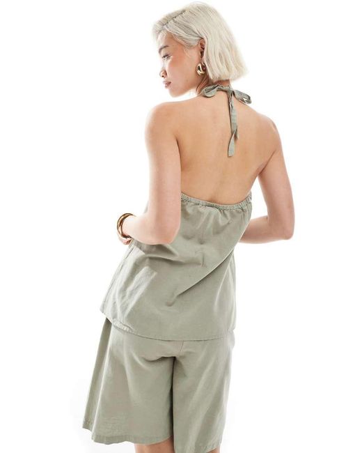 Vero Moda Natural Halter Neck Waistcoat Co-ord