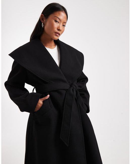 Miss Selfridge Black Formal Wrap Coat