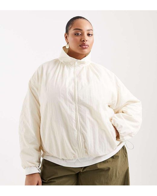 Asos Jacket ASOS Asos Design Curve Oversized Bubble Hem Track Jacket in Natural ...