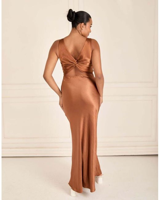 Six Stories Natural Twist Back Satin Bridesmaid Dress