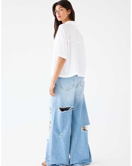 Pull&Bear Rustiek Overhemd Met Korte Mouwen in het White