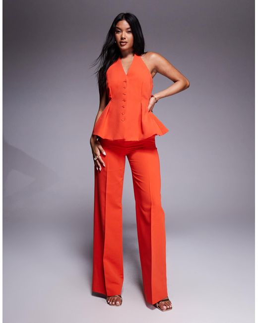 Mango Red Pleat Front Tailo Pants